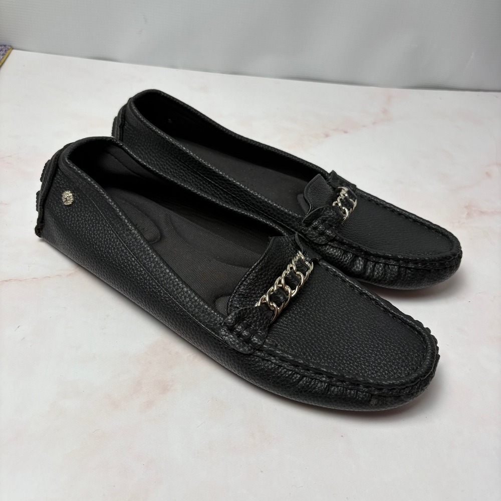 Anne Klein Sharmaine Black Chain Link Driving Loafers Womens 11M AKSHARMAINE